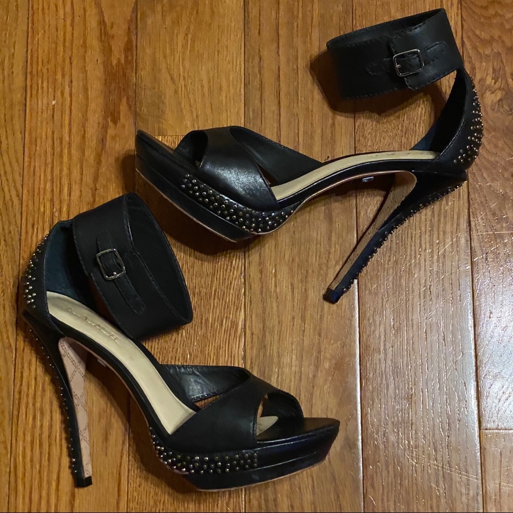 LAMB Black studded leather heels Sandals sz 8.5